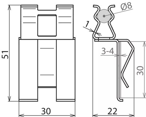 308141 Bezšroubová svorka pro armování 8mm a pásek 30x4mm 2