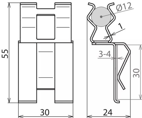 308143 Bezšroubová svorka pro armování 12mm a pásek 30x4mm 2