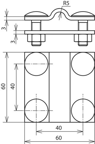 318239 Křížová svorka nerez (V4A), pro prům. 8-10/pásek 30mm 2