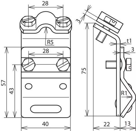 338001 Okapová svorka Al pro zaoblení 13-25mm s dvoušroubou příložkou pro prům.Rd 7-10mm 2