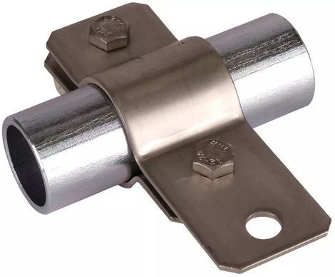 410349 Třmen pro uzemnění potrubí D 42,4mm, nerez s otvorem pro připojení D 11mm 1