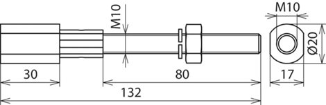 478699 Závitový adaptér M10/10, l 130 mm, nerez (V4A)s maticí a pérovou podložkou, pro uzemňovací bo 2