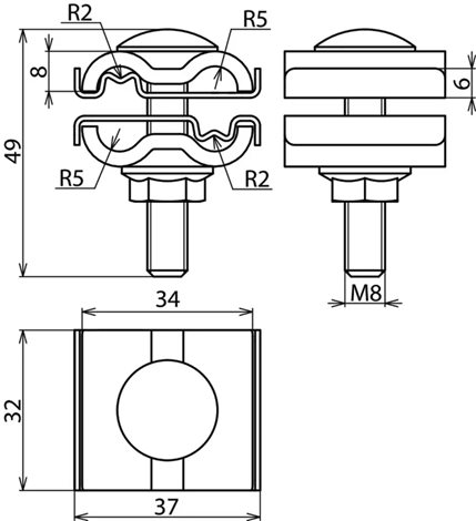 540270 Spojovací svorka  NIRO (V4A) pro prům. 3-4mm /kulatý vodič  8-10 mm,16-50mm² 2