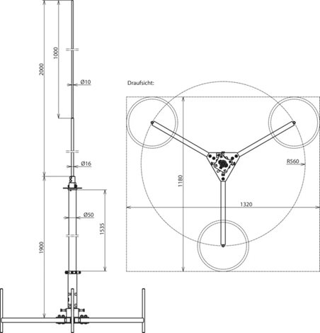 819385 Jímací stožár 50 pro vodič HVI-light SET s třínohým stativem  L 3900mm 2