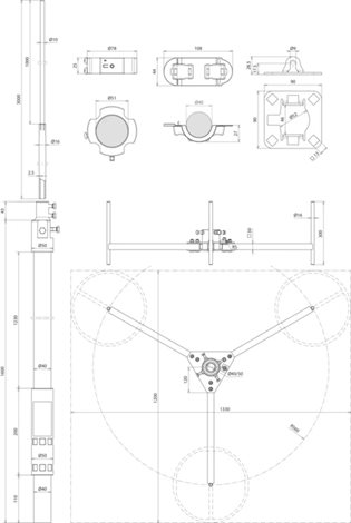 819680 Jímací stožář pro HVI light plus - SET - Ø 40 mm délka 4700 mm poloměr 560 mm 2