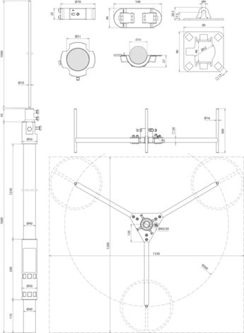 819682 Jímací stožář pro HVI light plus - SET - Ø 40 mm délka 2700 mm poloměr 560 mm 2