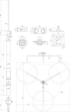 819685 Jímací stožář pro HVI light plus - SET - Ø 40 mm délka 2200 mm poloměr 320 mm 2