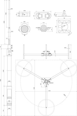 819687 Jímací stožář pro HVI light plus - SET - Ø 40 mm délka 3700 mm poloměr 560 mm 2