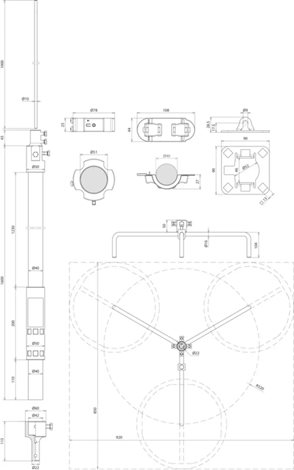 819690 Jímací stožář pro HVI light plus - SET - Ø 40 mm délka 2700 mm poloměr 320 mm 2