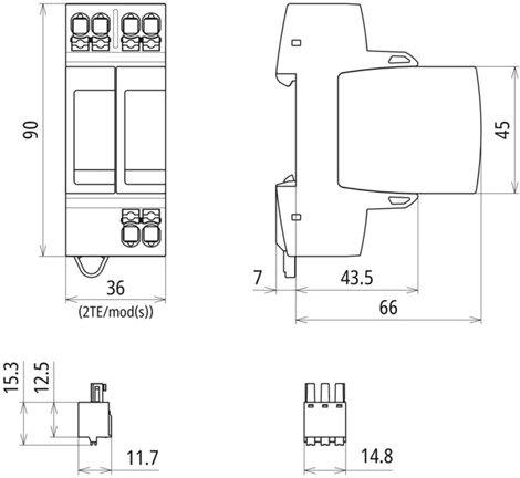 942205 Svodič přepětí Typ 2+3 DEHNguard MP FM 1fázový Uc 275V TN sítě 3