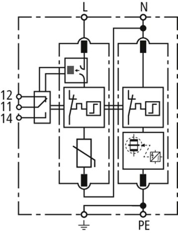 952121 Svodič přepětí DEHNguard M 1-pólový, Uc 275V AC, s modulem dálkové signalizace 2