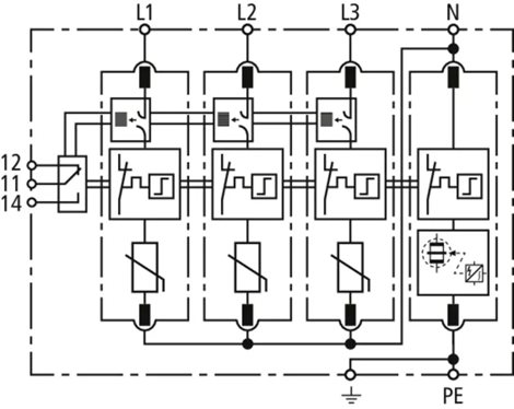 952341 Svodič přepětí DEHNguard M 4-pólový, Uc 275V AC, s modulem  ACI technologie 3