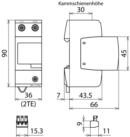 956205 Kombinovaný svodič Typ1+2+3 DEHNventil M2 3