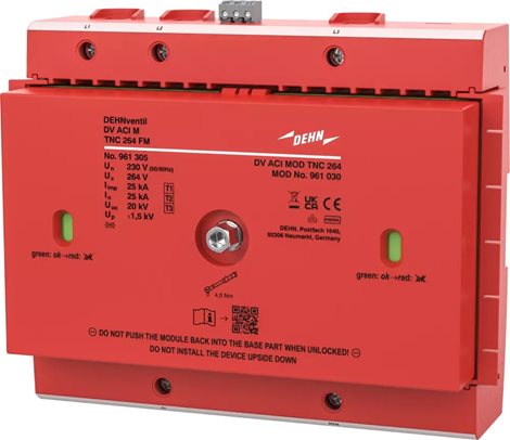 961305 Kombinovaný svodič Typ 1+2+3 DEHNventil ACI, 3-pólový pro sítě TN-C s FM 1