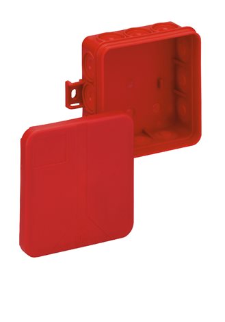 i 12 - Prázdná červená spojovací krabice IP55 85 x 85 x 37 mm s úchyty