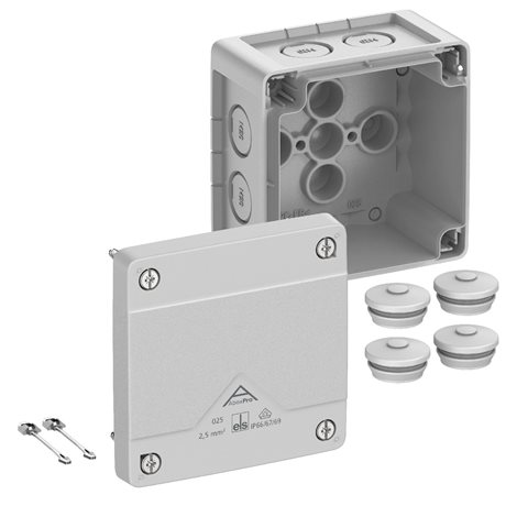 Abox PRO 025-L NEW Krabice na om. prázdná IP66/IP67/IP69 šedá 92x92x60mm