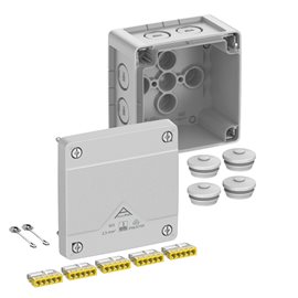 Abox PRO 025-2,52 NEW Krabice na om. se svorkovnicí 5x5x2,5mm2 IP66/IP67/IP69 šedá 92x92x60mm