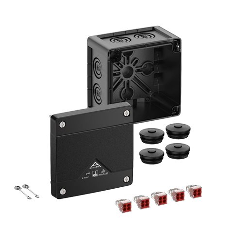Abox PRO 040-42/SW NEW Krabice na om. se svorkovnicí 5x4x4mm2 IP66/IP67/IP69 černá 102x102x70mm 1