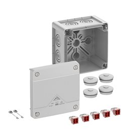 Abox PRO 040-42 NEW Krabice na om. se svorkovnicí 5x4x4mm2 IP66/IP67/IP69 šedá 102x102x70mm