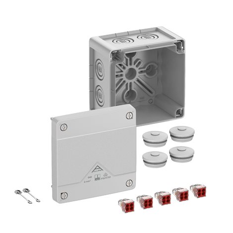 Abox PRO 040-42 NEW Krabice na om. se svorkovnicí 5x4x4mm2 IP66/IP67/IP69 šedá 102x102x70mm 1