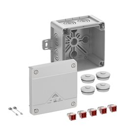 Abox PRO 040 AB-42 NEW Krabice na om. se svorkovnicí 5x4x4mm2 s vnějšími úchyty šedá 102x102x70mm