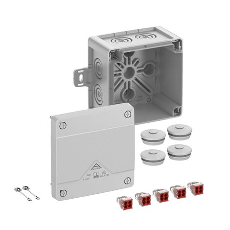 Abox PRO 040 AB-42 NEW Krabice na om. se svorkovnicí 5x4x4mm2 s vnějšími úchyty šedá 102x102x70mm
