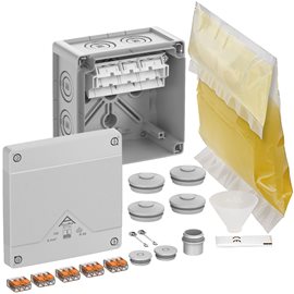 Abox PRO XT SL-62 NEW Krabice na om. se svorkovnicí wago 221-613 5x3x6mm2 se zalív. pryskyřicí šedá