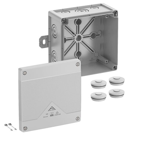 Abox PRO 100 AB-L NEW Krabice na om. prázdná s vnějšími úchyty IP66/IP67/IP69 šedá 152x152x85mm