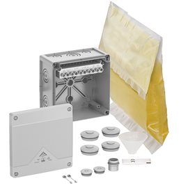 Abox PRO XT-102 NEW Krabice na om. se svorkovnicí 1x5x10mm2 a zalív. pryskyř. GHB šedá 152x152x85mm