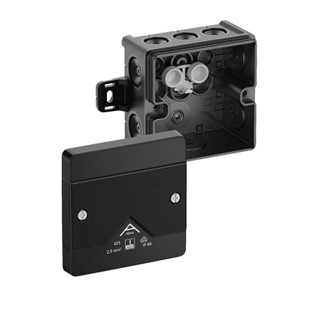 Abox 025 AB-L/SW NEW Krabice na om. prázdná s vnějšími úchyty IP66 černá 87x87x52mm