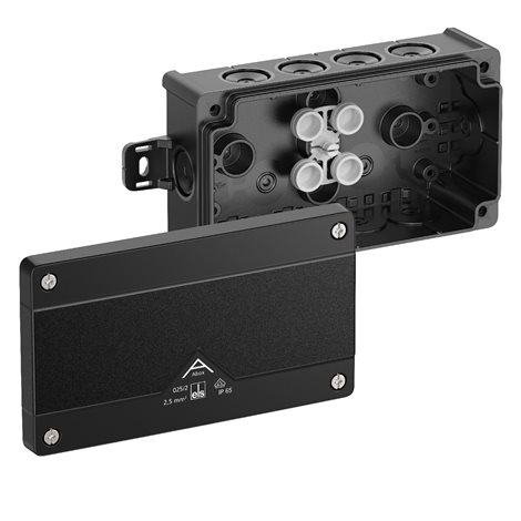 Abox 025/2 AB-L/SW NEW Krabice na om. prázdná dvojitá s vnějšími úchyty IP66 černá 152x87x52mm