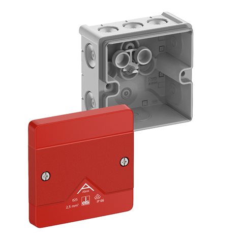 Abox 025-L/SB NEW Krabice na om. prázdná IP66 šedá s červeným víkem 87x87x52mm 1