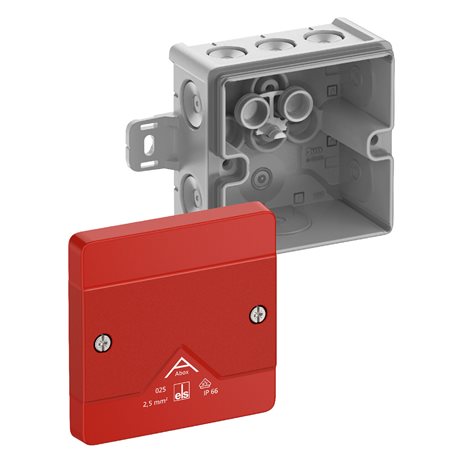 Abox 025 AB-L/SB NEW Krabice na om. prázdná s vnějšími úchyty IP66 šedá s červeným víkem 87x87x52mm