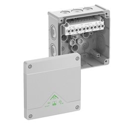 Abox 060-62 NEW Krabice na om. se svorkovnicí 1x5x6mm2 IP66 šedá 127x127x70mm