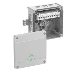 Abox 060 AB-62 NEW Krabice na om. se svorkovnicí 1x5x6mm2 s vnějšími úchyty IP66 šedá 127x127x70mm