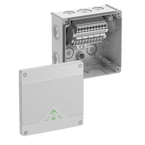Abox SL-62 NEW Krabice na om. se svorkovnicí wago 2006-1201 1x5x10mm2 IP66 šedá 152x152x80mm 1