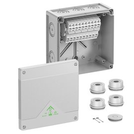 Abox SL-102 NEW Krabice na om. se svorkovnicí wago 2010-1201 1x5x16mm2 IP55/IP66 šedá 182x182x90mm