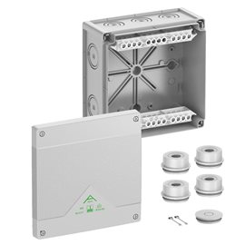 Abox 160-162 NEW Krabice na om. se svorkovnicí 1x5x16mm2 IP55/IP66 šedá 182x182x90