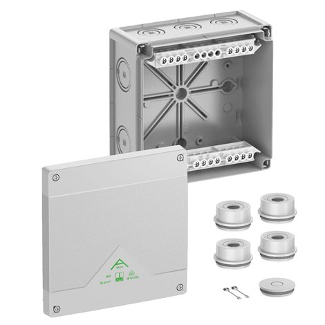 Abox 160-162 NEW Krabice na om. se svorkovnicí 1x5x16mm2 IP55/IP66 šedá 182x182x90