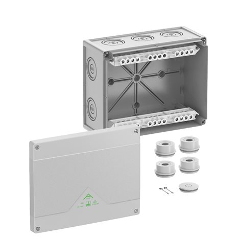 Abox 250-252 NEW Krabice na om. se svorkovnicí 1x5x25mm2 IP55/IP66 šedá 252x202x120mm