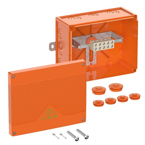 WKE 6 - 5 x 62 Požárně odolná krabice E90 IP66 200 x 250 x 120 mm vyrážecí membrány 7