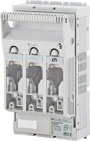 KVL-00 3p M8-M8 Řadový odpínač KVL-00 3p M8-M8, 3-pólový, In = 160A, Un = 690V AC / 440V DC, pro poj 1