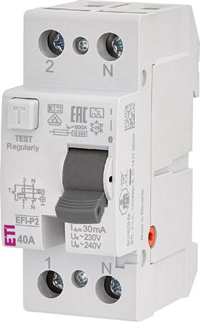 EFI-P2 A 40/0,03 10kA Proudový chránič 1+N-pólový 2M typ A 2