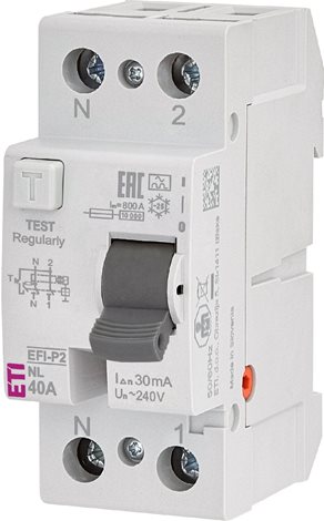 EFI-P2 NL A 40/0,03 10kA Proudový chránič s N-pólem na levé straně 3