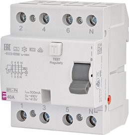 EFI-P4 A 40/0,3 10kA Proudový chránič 3+N-pólový 4M typ A In = 300mA