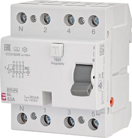 EFI-P4 NL A 63/0,3 10kA Proudový chránič s N-pólem na levé straně 3