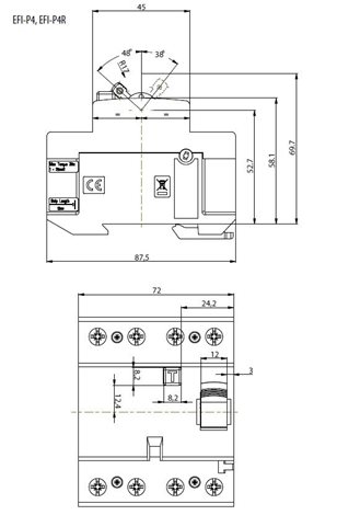 EFI-P4R A 63/0,3 10kA Proudový chránič 3+N-pólový, 4M, typ A, IΔn = 300mA, Icn = 10kA, In = 63A, Un  1