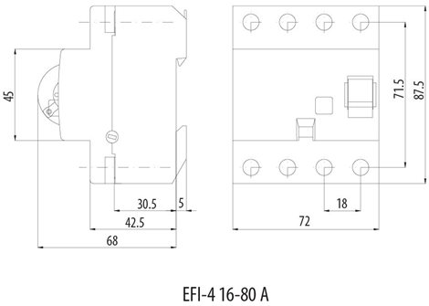 EFI-4 A 80/0,03 10kA Proudový chránič 3+N-pólový, 4M, typ A, IΔn = 30mA, Icn = 10kA, In = 80A 1