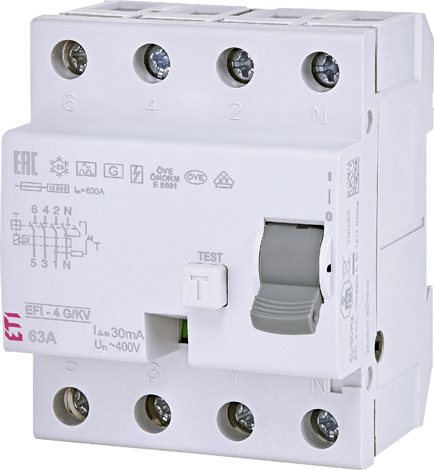 EFI-4 A G/KV 63/0,03 Prúdový chránič 4M, typ A, 10kA, G/KV