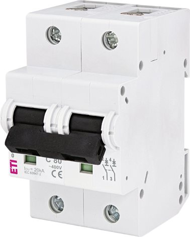 ETIMAT 10 2p C80 Jistič 2p, char. C, Icn = 20kA, In = 80A, Un = 400V AC 1